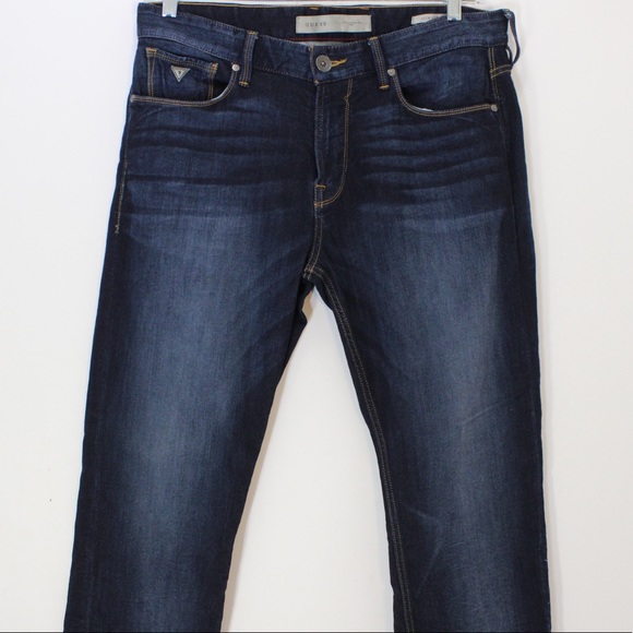 GUESS Jeans High Rise Dark Distressed Lightweight Slim Straight Jegging size 33 - Picture 5 of 9